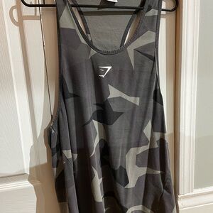 Gymshark Men's Camo Tank Top in Black and Gray, Size XL